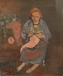 Frau beim Stricken